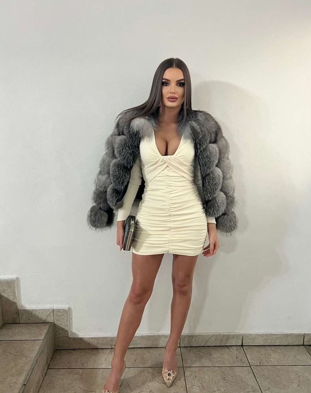 TAYA GREY - Warm and Comfortable Fox Fur Coat