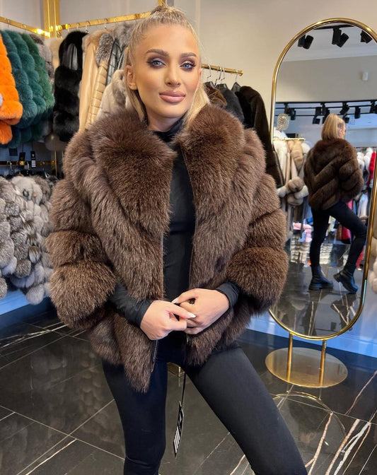 VALENTINA CHOCOLATE Fox Fur Coat 